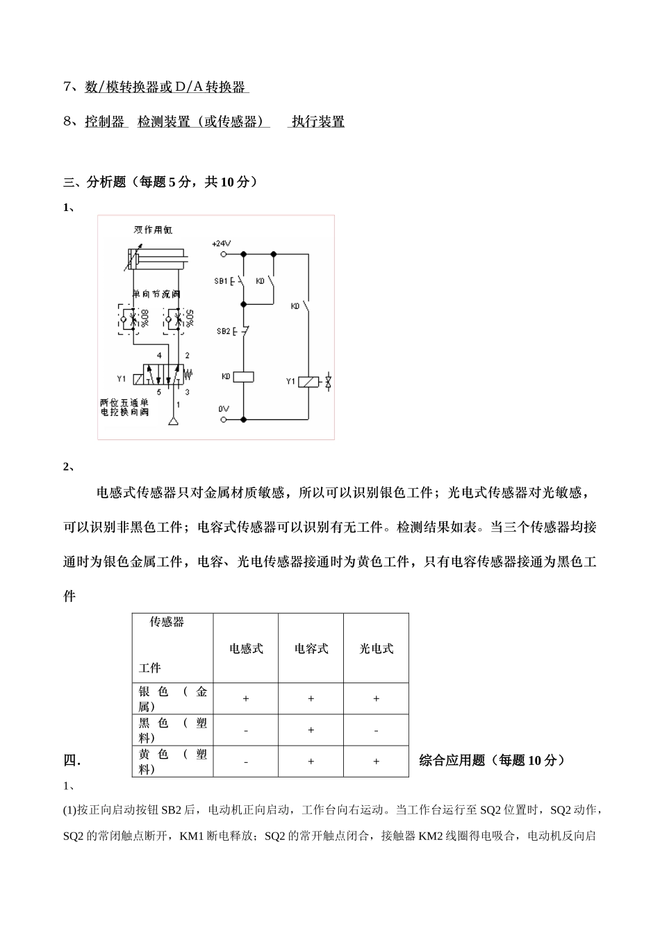 国家职业培训认证统一考试机电一体化理论考试试_第2页