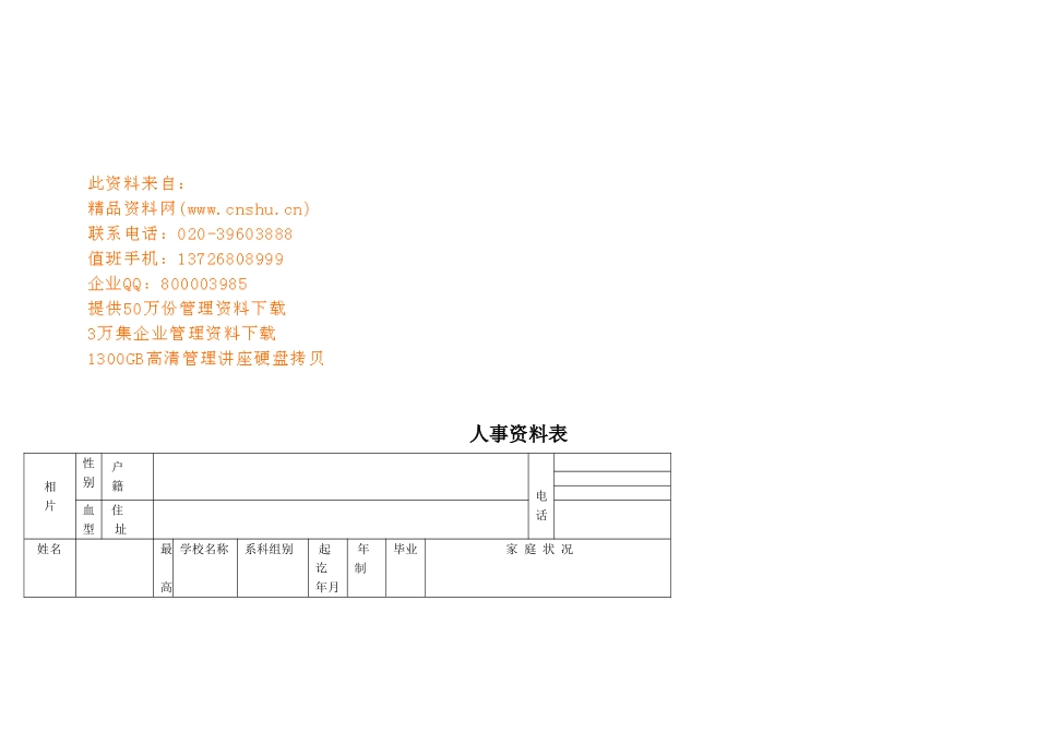 公司人事范本表范本_第1页
