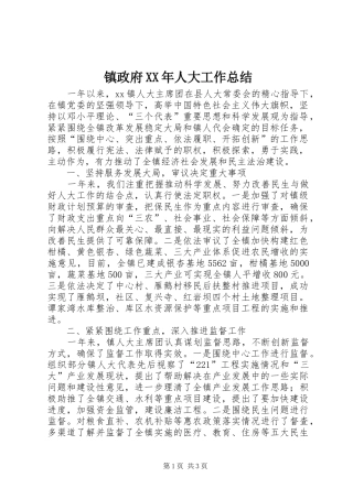 镇政府XX年人大工作总结