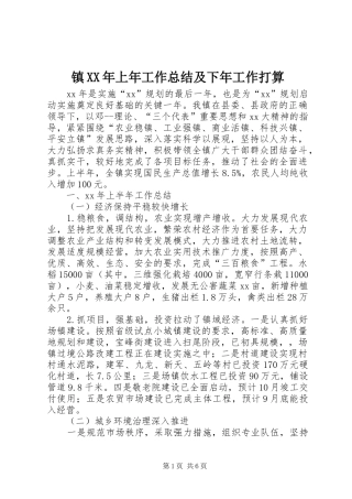 镇XX年上年工作总结及下年工作打算