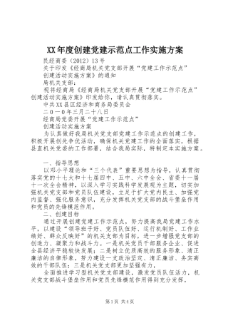XX年度创建党建示范点工作方案