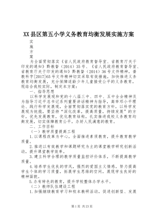 XX县区第五小学义务教育均衡发展方案