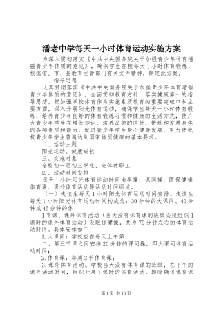 潘老中学每天一小时体育运动实施方案