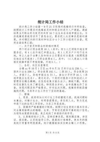 统计局工作小结