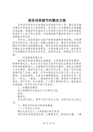 商务局资源节约整改方案