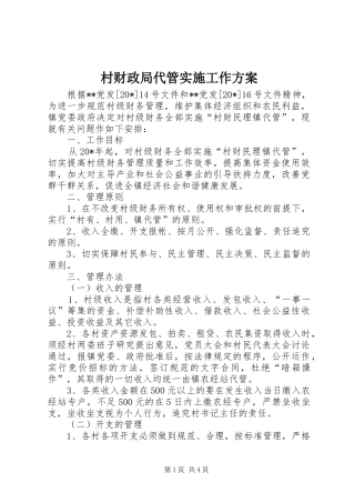 村财政局代管实施工作方案