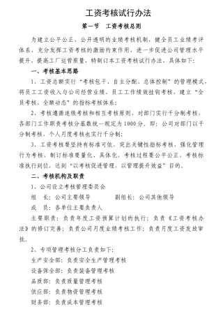工资考核试行办法