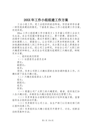 XX年工作小组组建工作实施方案 ()