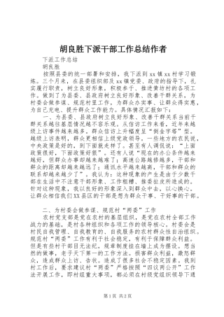 胡良胜下派干部工作总结作者