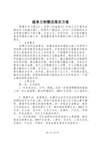 建章立制整改落实实施方案