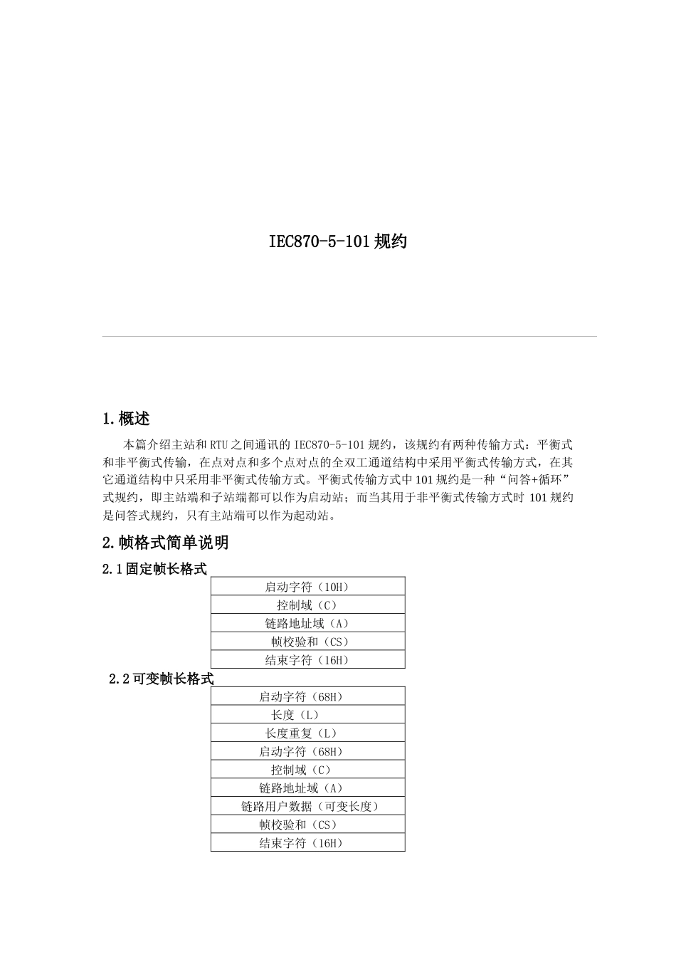 试谈IEC870-5-101规约_第1页