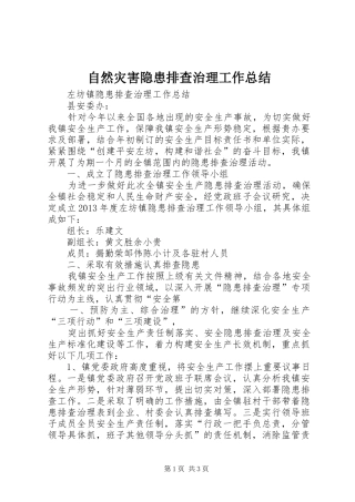 自然灾害隐患排查治理工作总结_2