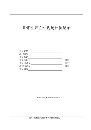 船舶生产企业现场评价记录