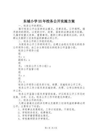 东城小学XX年校务公开方案
