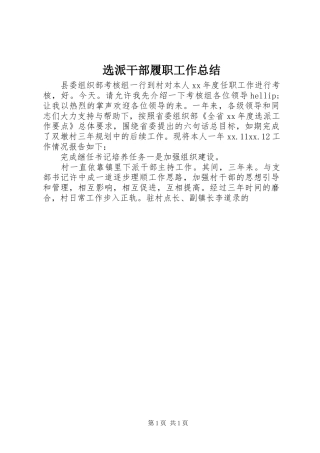 选派干部履职工作总结