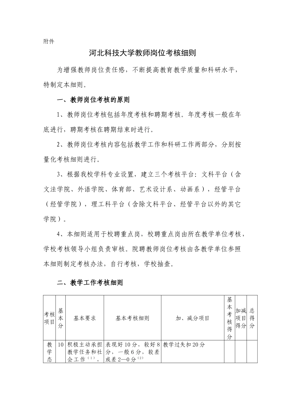 河北科技大学教师岗位考核细则_第1页