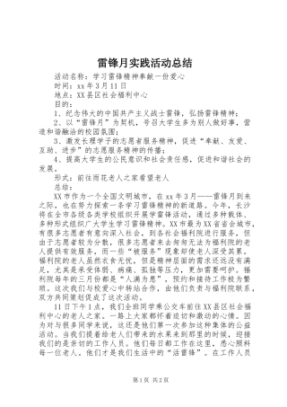 雷锋月实践活动总结