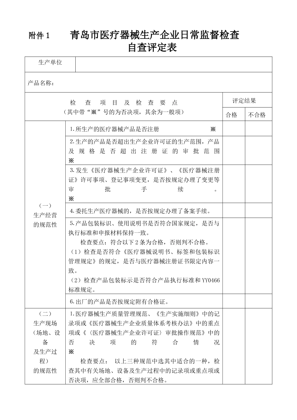 市南区医疗器械生产经营使用单位自查表_第1页