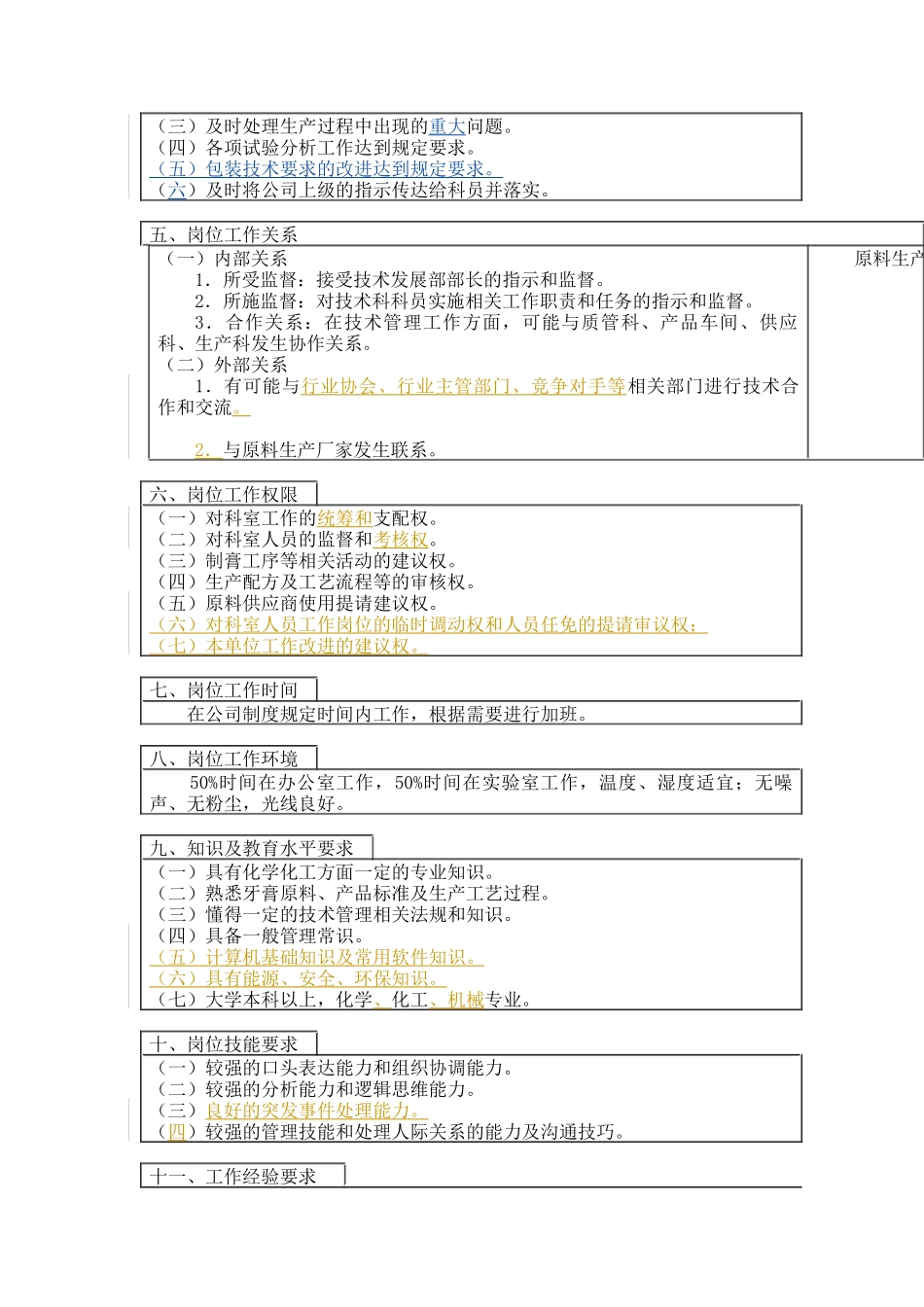 技术科科长岗位说明书_第2页