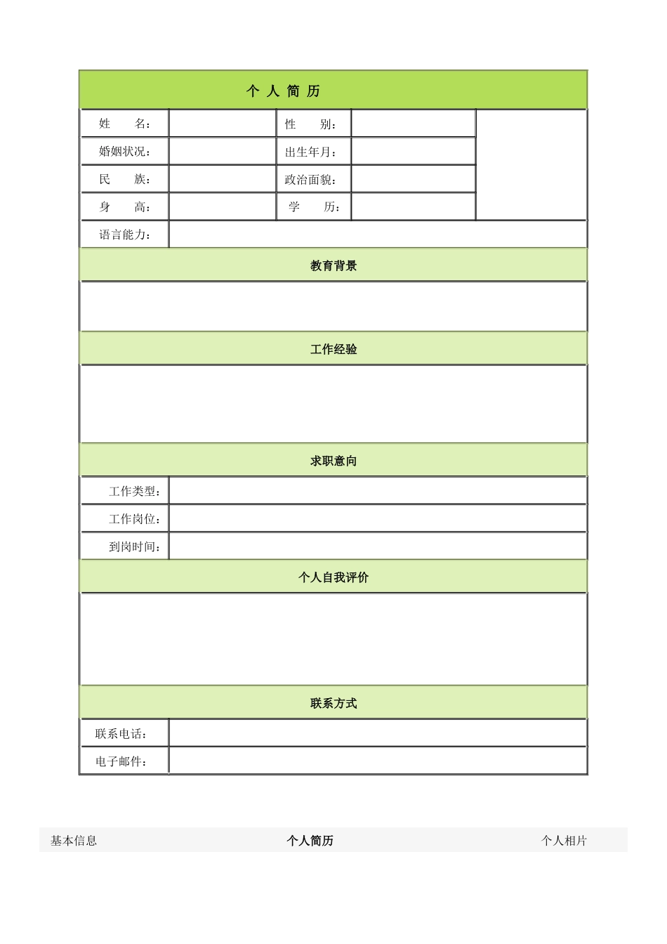 个人简历模板大全（30页）_第1页
