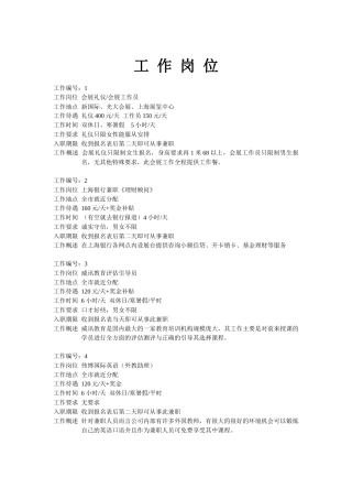 兼职工作岗位