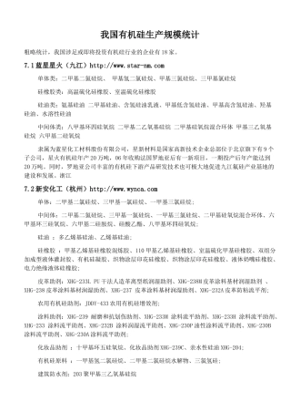 我国有机硅生产规模统计