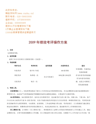 绩效考评操作方案