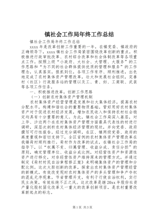 镇社会工作局年终工作总结