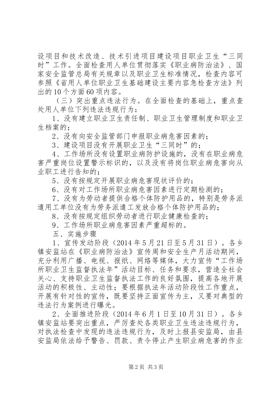 职业卫生监督执法工作实施方案_第2页