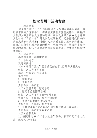 妇女节周年活动实施方案