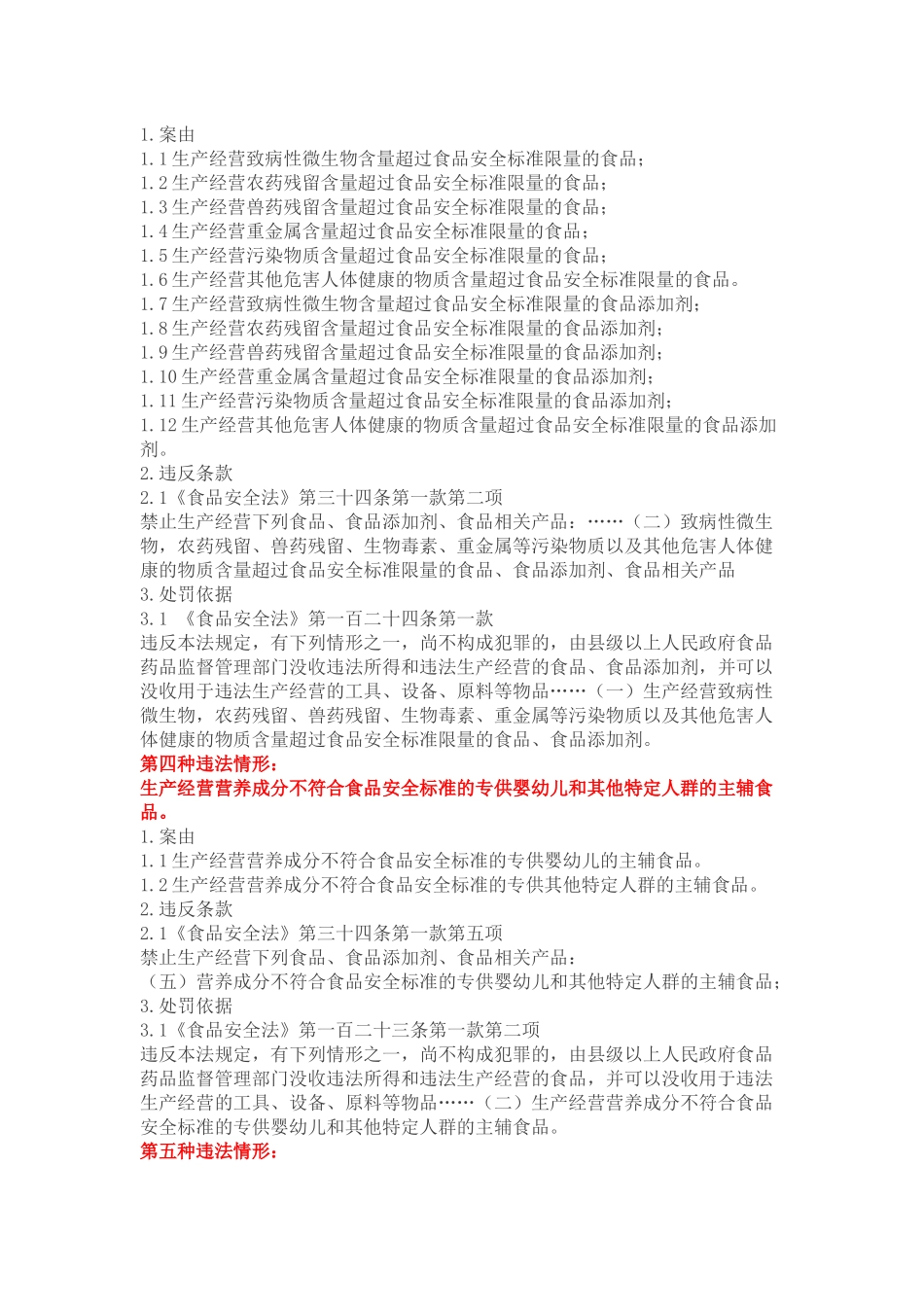 食品安全行政处罚案由及处罚依据汇总_第2页