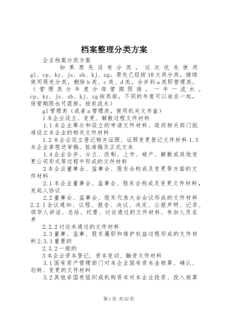 档案整理分类实施方案