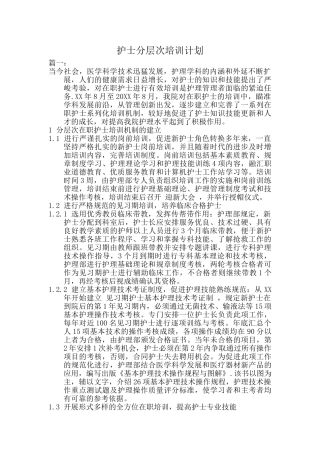护士分层次培训计划(30页)