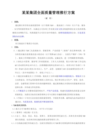 某某集团全面质量管理推行方案（最终稿）