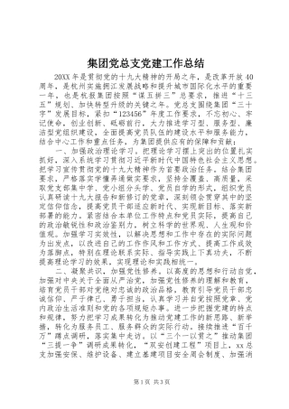 集团党总支党建工作总结