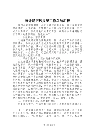 统计局正风肃纪工作总结汇报