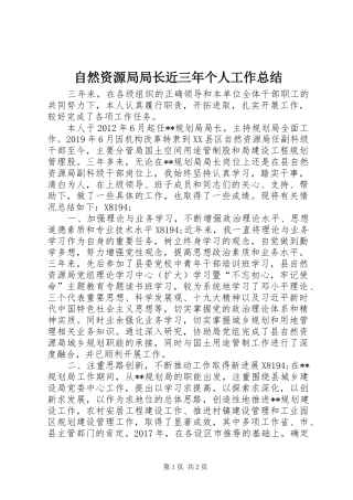 自然资源局局长近三年个人工作总结