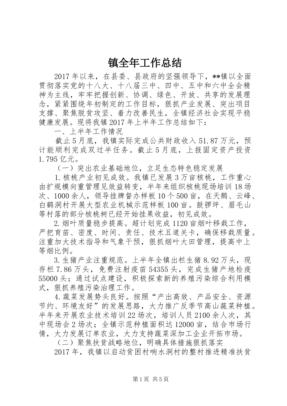 镇全年工作总结_第1页