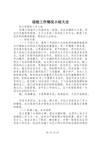 迎检工作情况小结大全