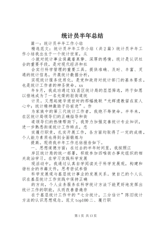 统计员半年总结