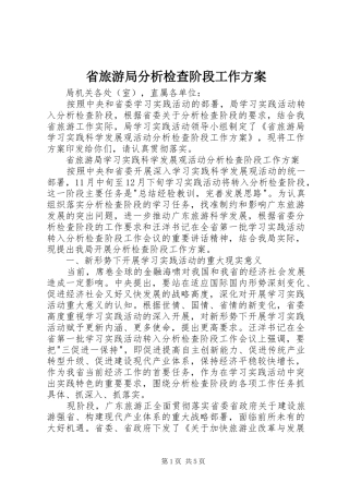 省旅游局分析检查阶段工作实施方案