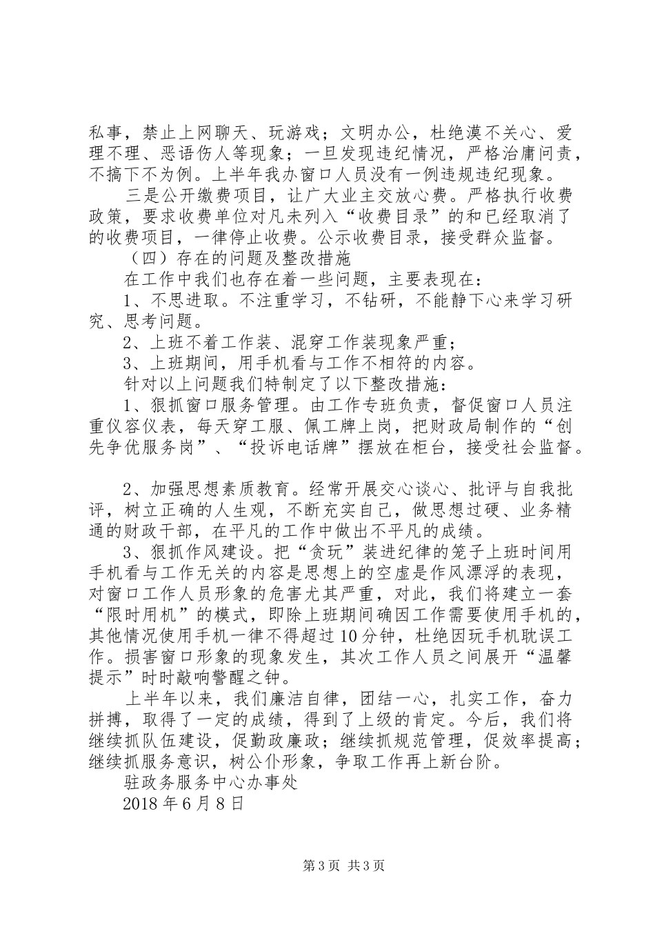 驻政务服务中心办事处半年工作总结_第3页