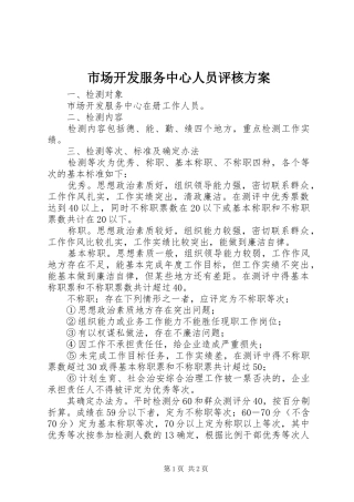 市场开发服务中心人员评核实施方案