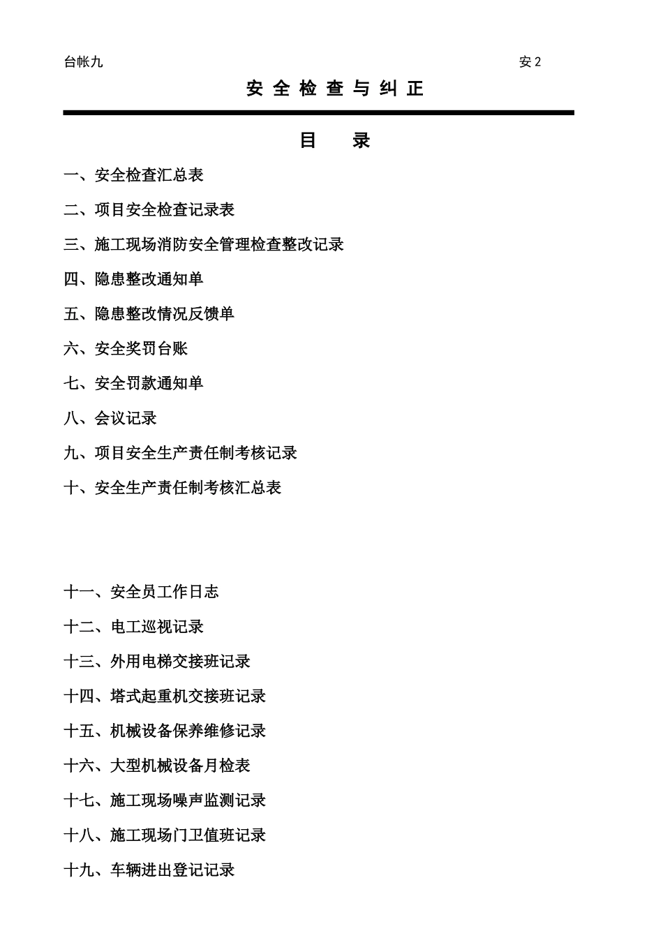 台账九(安全检查与纠正)_第1页