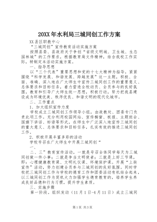 XX年水利局三城同创工作实施方案 ()