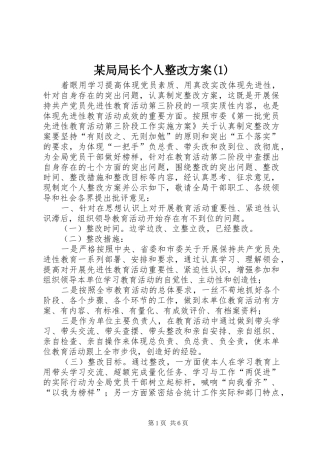 某局局长个人整改方案(1)