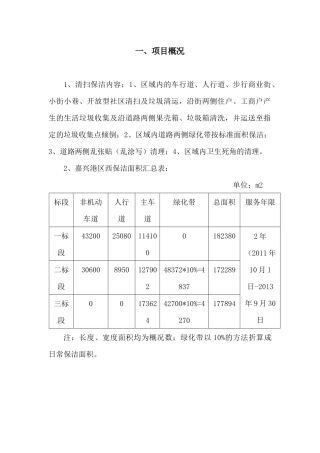 XXXX年嘉兴港区市政道路保洁工程技术标