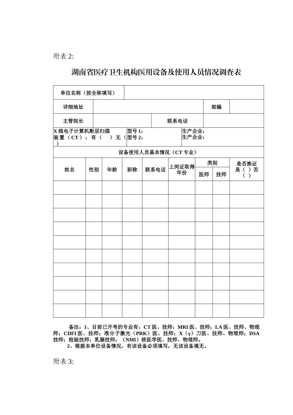 湖南省大型医用设备现状调查表汇编_第2页