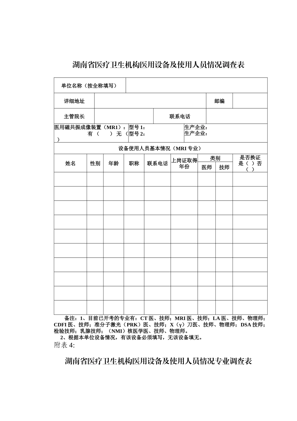 湖南省大型医用设备现状调查表汇编_第3页