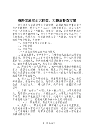道路交通安全大排查、大整治督查实施方案
